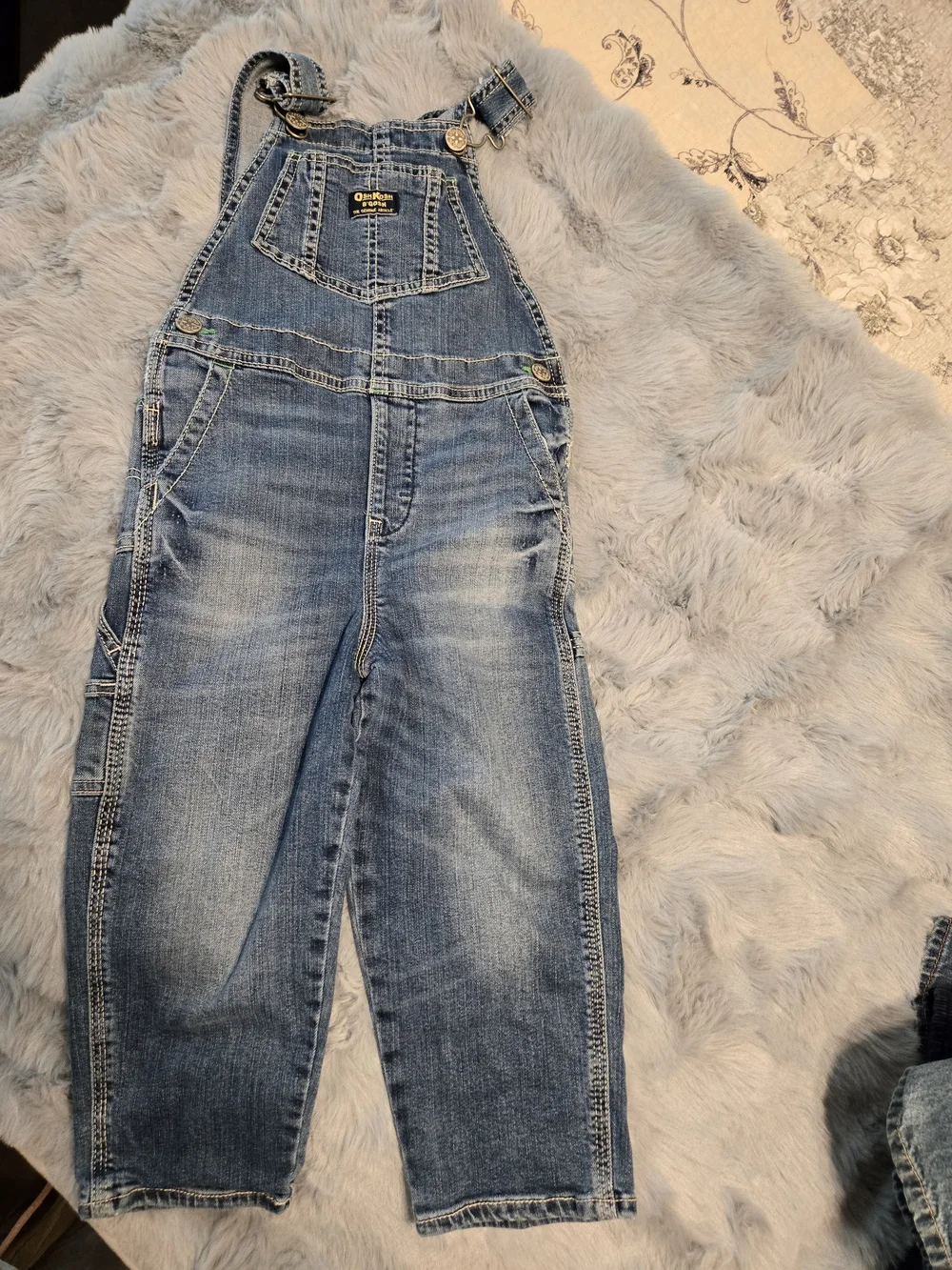 OshKosh B'gosh Classic Blue Denim Overalls 4T Stretch Comfort